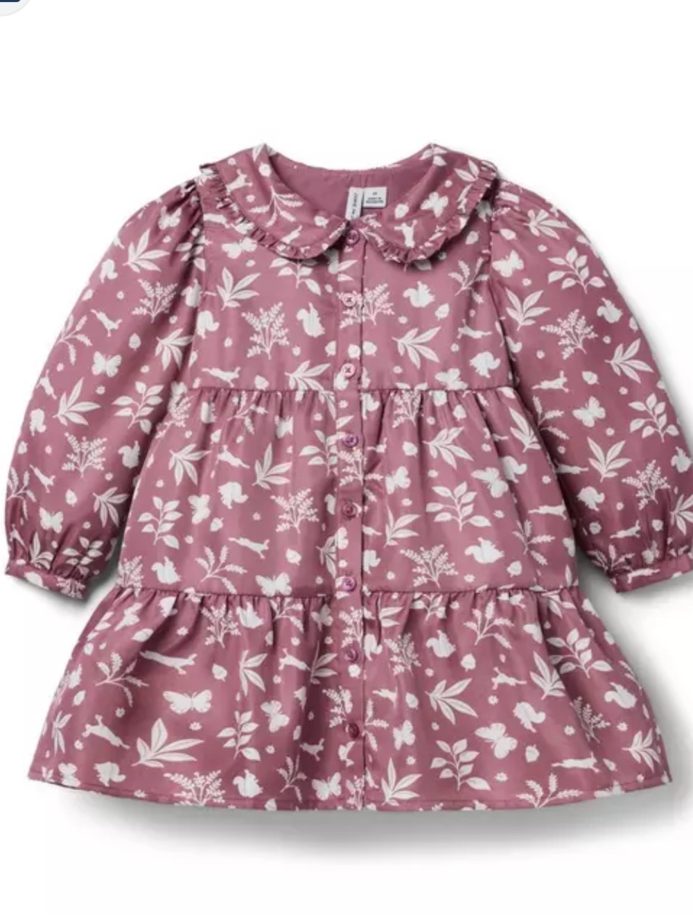 Janie and Jack Mauve Pink Floral Tiered Dress with White Print